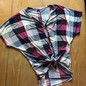 NWOT Short Sleeve Pink Plaid Shirt
